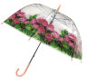 Зонт трость c прозрачный куполом и цветами