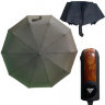 Мужской зонт черный полуавтомат с вставкой имитация дерево (208-1)