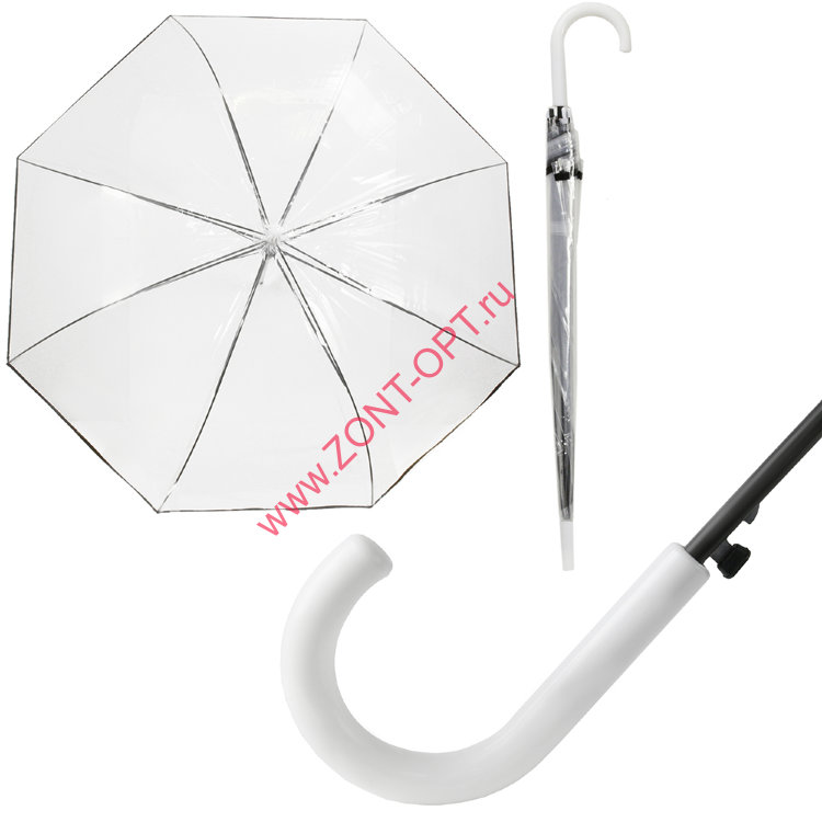 Зонт трость промо арт. L17 прозрачный купол с чёрной окантовкой
