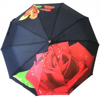 Женский зонт полуавтомат «Цветы на темном фоне»