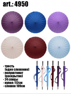  Зонт трость полуавтомат в 6 цветах (4950)