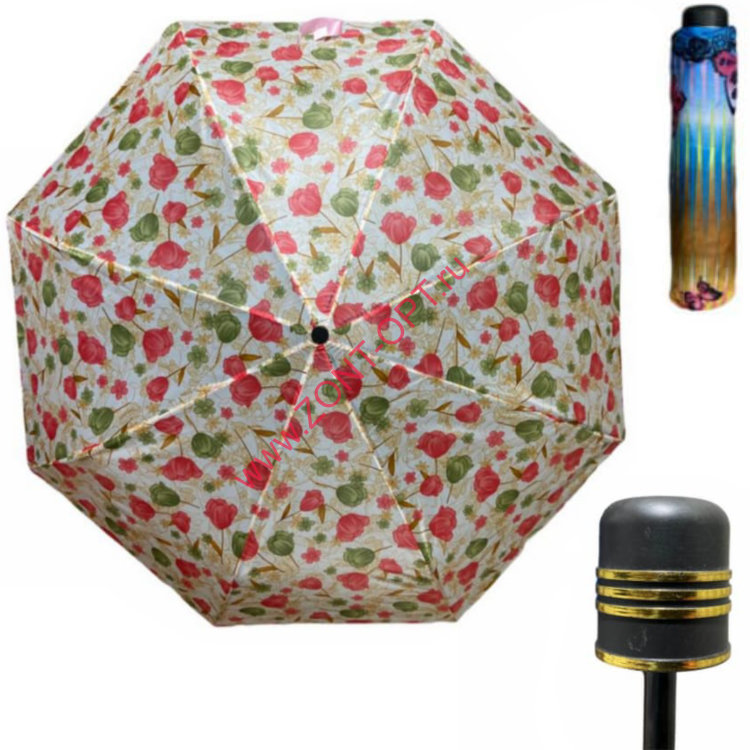 Механически женский зонт тюльпаны (019)