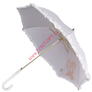 Женский зонт трость с рюшами свадебный
